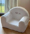 Personalized White Fur Kids Armchair with Name Embroidery – Comfortable and Soft Seating for Children