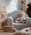 Personalized Gray Fur Children’s Armchair – Comfortable & Soft with Custom Name Embroidery