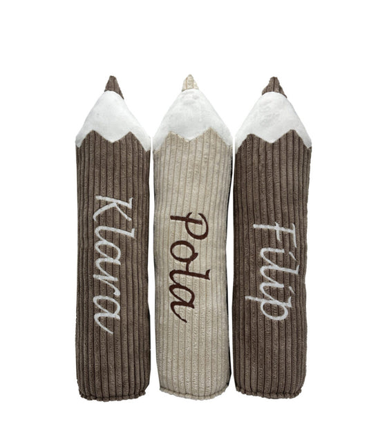 Off-White Pencil-Shaped Personalized Cushion – Unique Gift & Room Decor