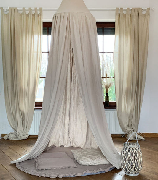 Sepia Muslin Canopy – Elegant Nursery Décor & Cozy Relaxation Space