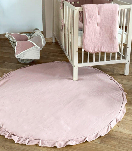 Linen & Viscose Play Mat – Rose | Soft & Versatile for Baby Rooms, Playtime, and More