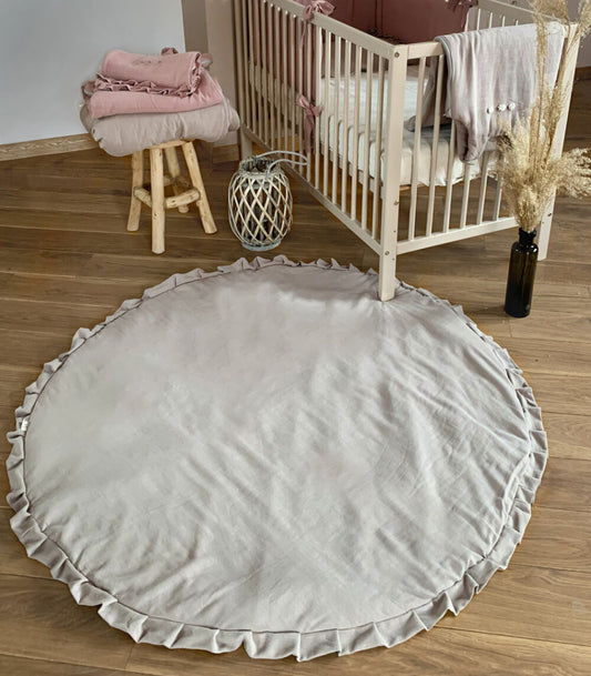 Linen-Blend Play Mat – Multi-Use Decorative and Functional Carpet for Nursery