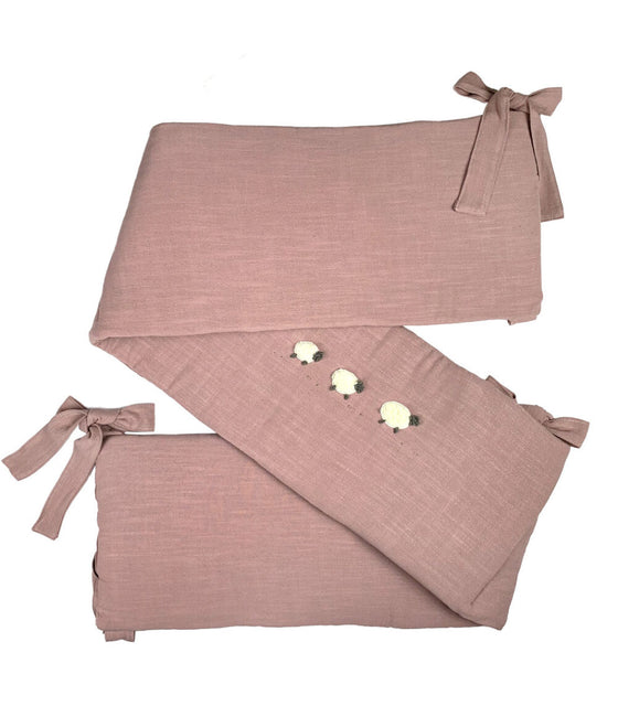 Baby Bed Bumper 190x28 cm - Rose, Oeko-Tex Certified, Soft Cotton & Polyester, Machine Washable