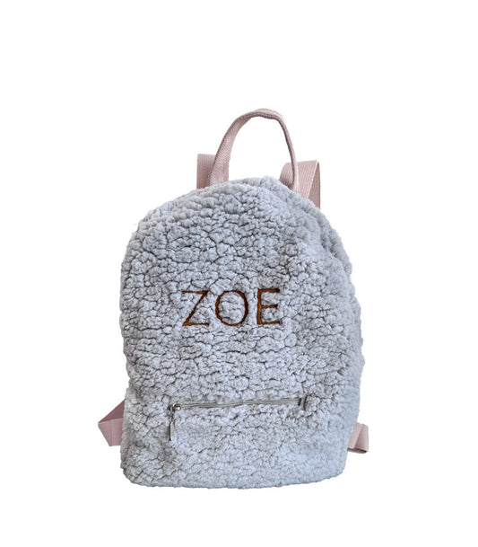 Personalized Gray Teddy Kids Backpack with Embroidered Name