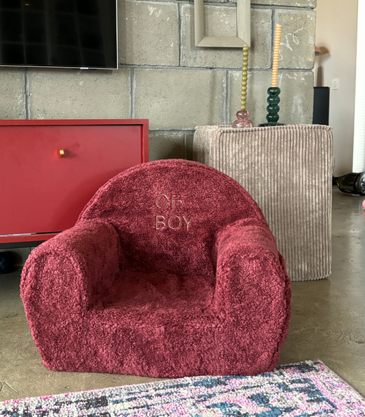 Personalized Faux Fur Child's Armchair with Name Embroidery - Soft & Comfortable for Kids 9 Months+