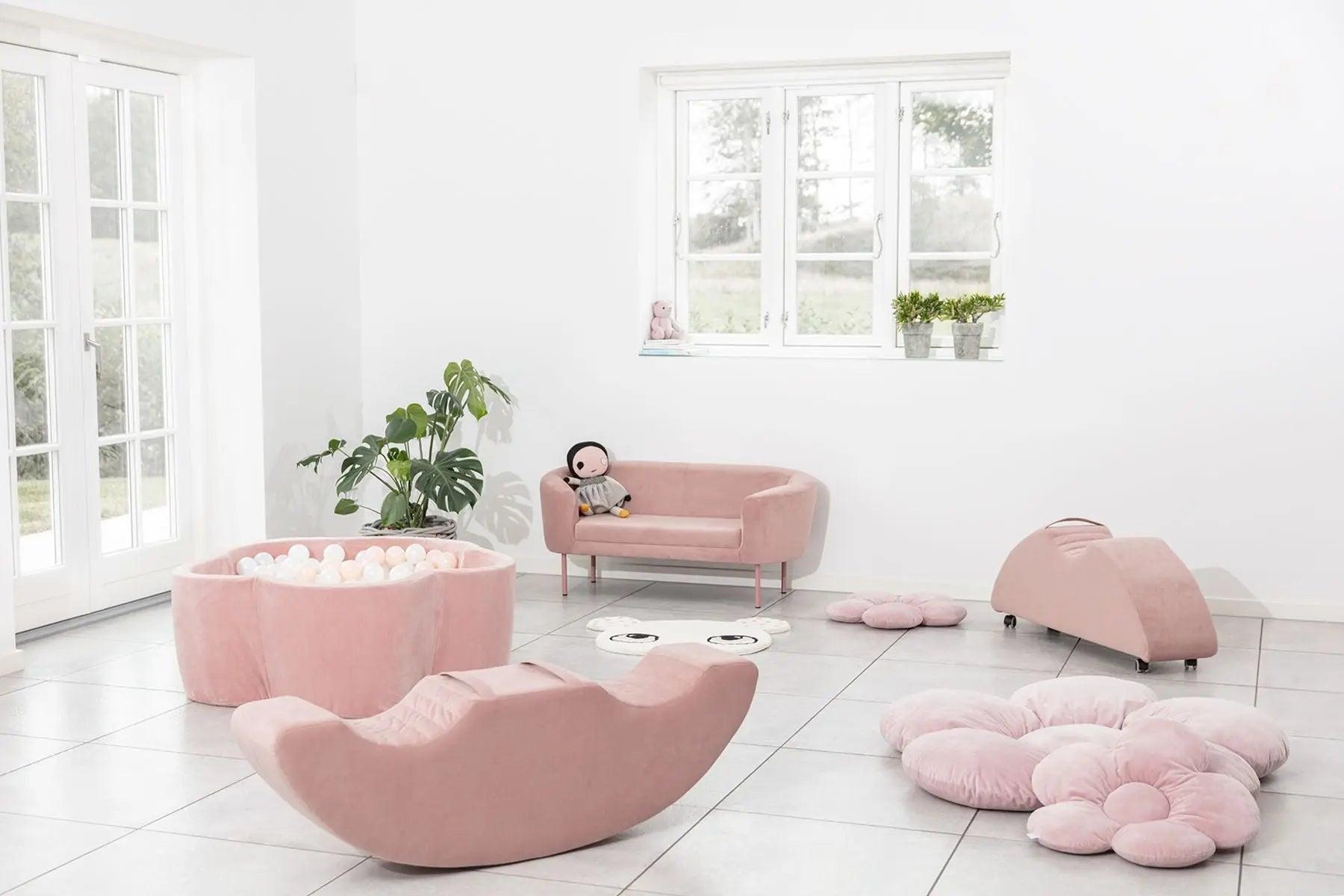 Flower Pillow Set - Velvet Baby Pink - KIDKII