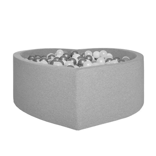 Heart Ball Pit - Velvet Light Grey (115X40) - KIDKII