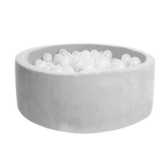 Round Ball Pit - Velvet Light Grey (90x30) - KIDKII