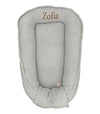 Teddy Personalized Baby Nest – Grey Plush Cocoon, Customizable with Baby's Name